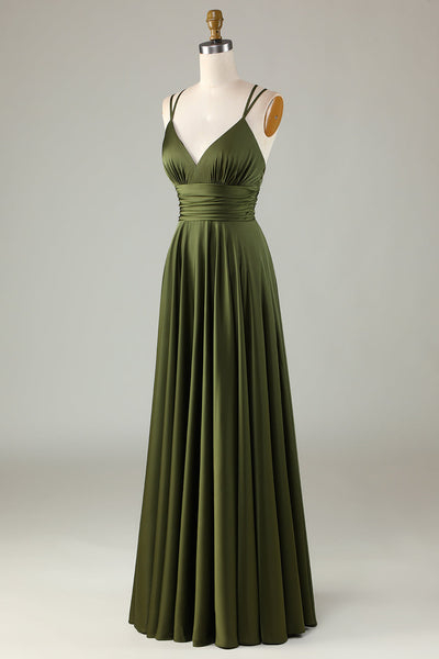 Elegante avondjurk in maxi lengte zonder mouwen met stijlvolle V hals