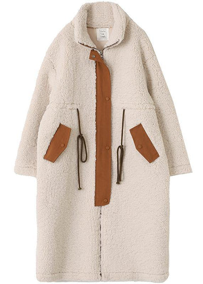 Nude Plus Size Winterjas met Hoge Hals en Trekkoord - Stijlvolle Buitenkleding voor Koude Dagen