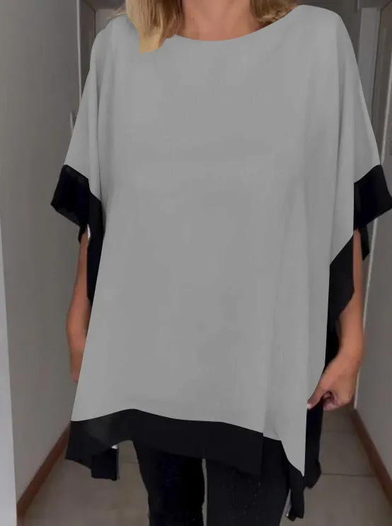 Brenda - Casual top met patchwork in contrasterende kleuren