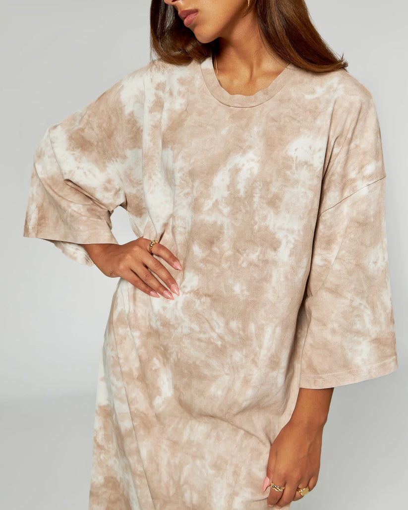 Casual oversized maxi damesjurk met tie dye print voor een relaxte look