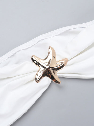 Tweeledig strandsetje met strapless top en lange rok