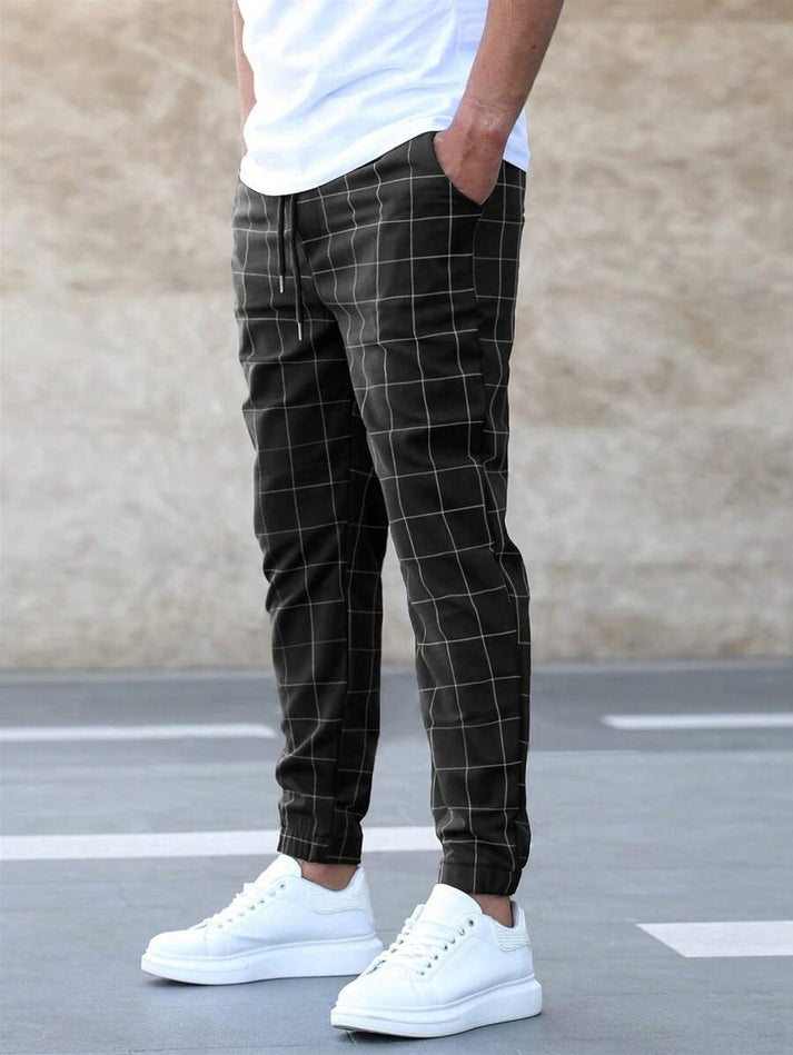 Matteo nette broek met rasterpatroon