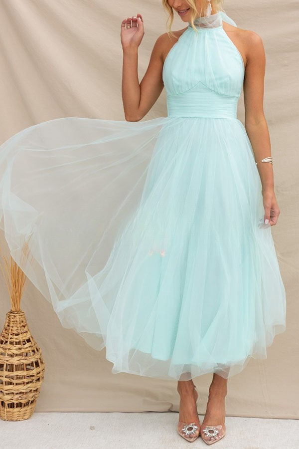 Halter maxi-jurk met geplooide details voor een stijlvolle uitstraling