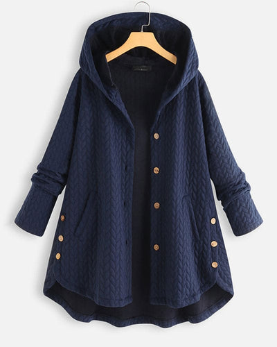 Trendy damesjas met capuchon en stijlvolle knoopsluiting