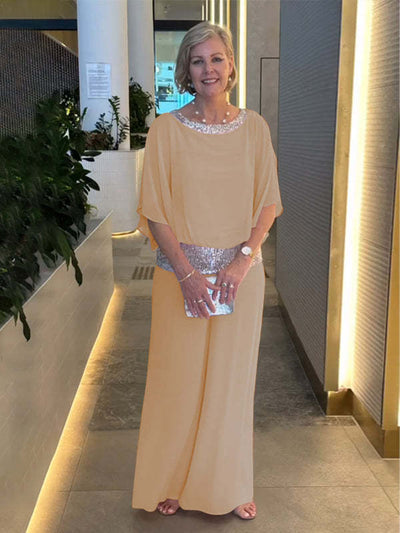 Amalie - Elegante tweedelige set met pailletten-kleurblok