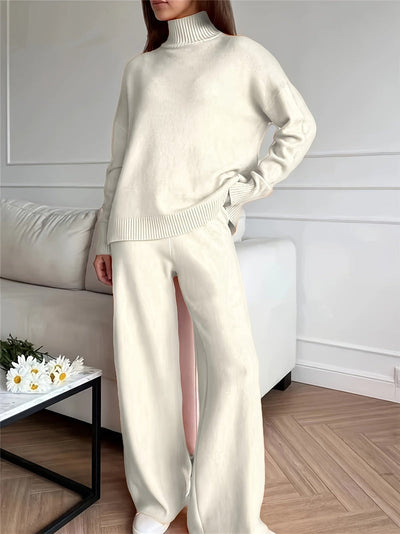 Nonchalant dames set met een rechte broek en coltrui