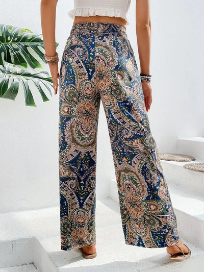 Lauren - Bedrukte broek met wijde pijpen