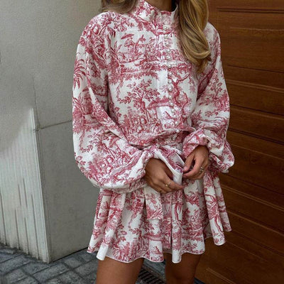 Elegant boho mini jurk met lange mouwen