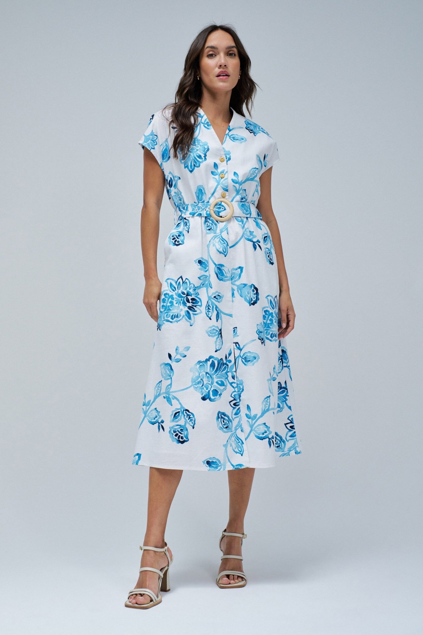 Blousejurk met bloemenpatroon en korte mouwen