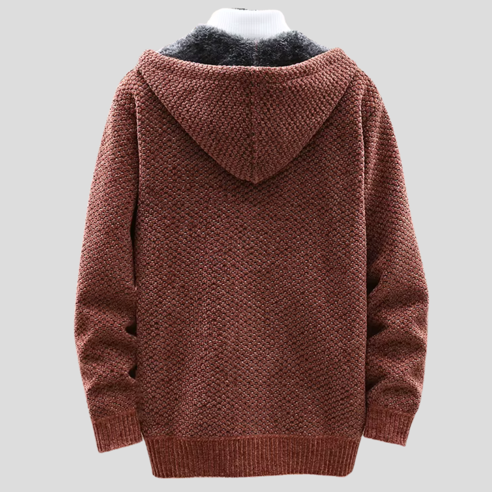 Herenhoodie met ritssluiting en vaste capuchon
