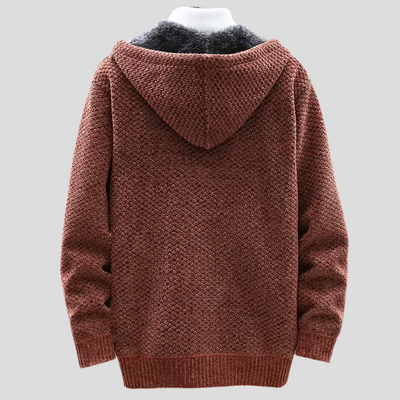 Herenhoodie met ritssluiting en vaste capuchon