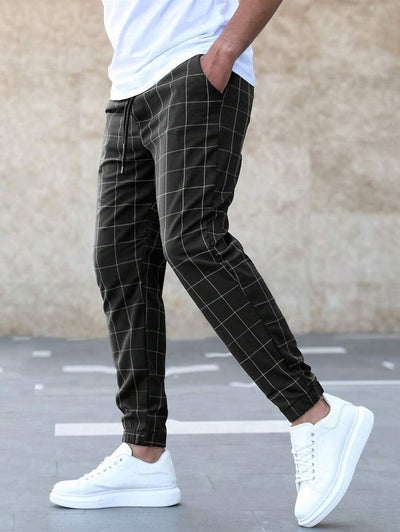 Matteo nette broek met rasterpatroon