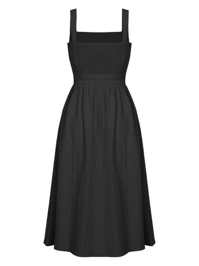 Mouwloze damesjurk met rechte halslijn en elegante midi lengte
