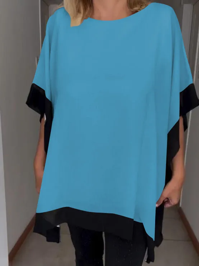 Brenda - Casual top met patchwork in contrasterende kleuren