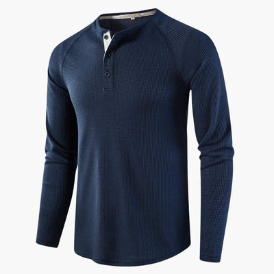 Heren T-shirt met halve knoopsluiting en lange mouwen voor een stijlvolle casual kijk