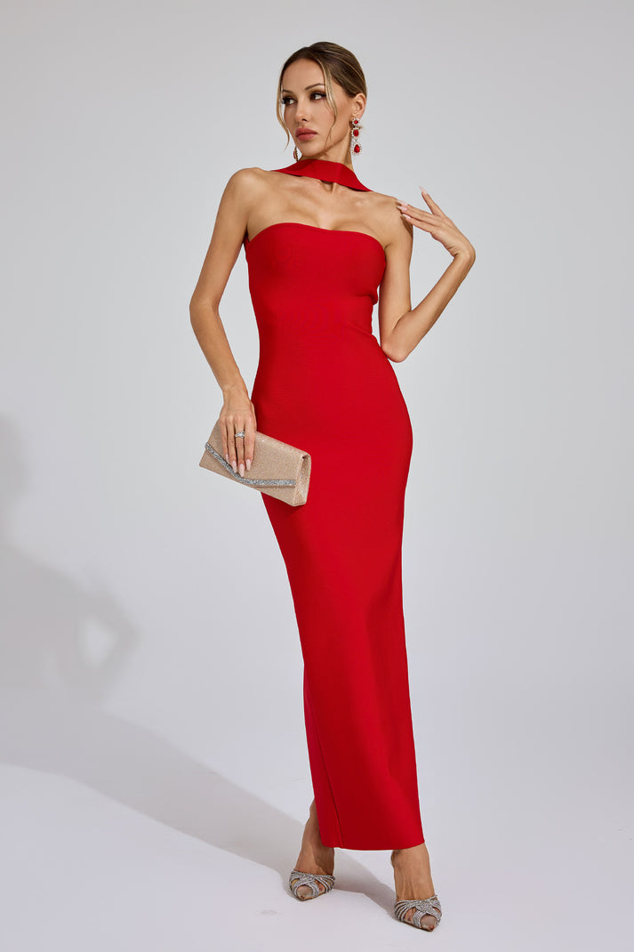 Elegante maxi jurk met halterstijl en open rug