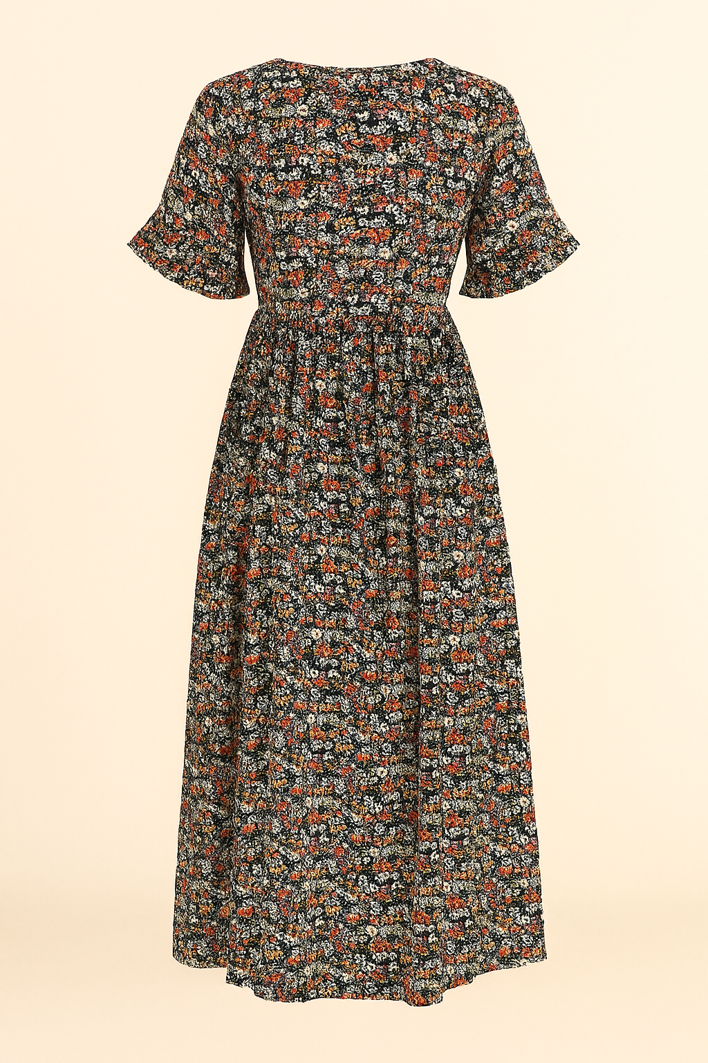 Midi jurk met bloemenprint en losvallend ontwerp