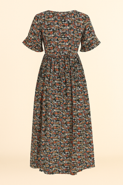Midi jurk met bloemenprint en losvallend ontwerp