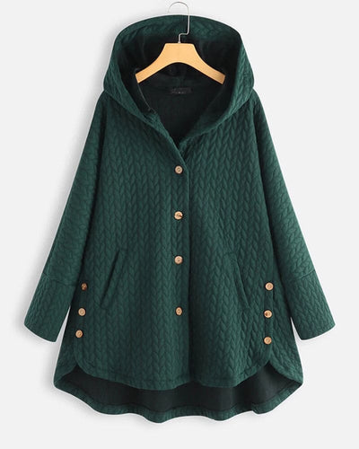 Trendy damesjas met capuchon en stijlvolle knoopsluiting