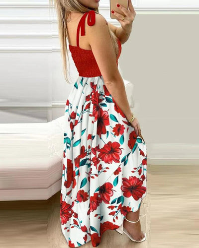 Casual maxi jurk met bloemenprint en smalle bandjes voor zomerse dagen