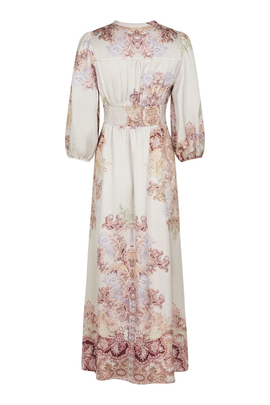 Elegante maxi jurk met knopen en driekwart mouwen