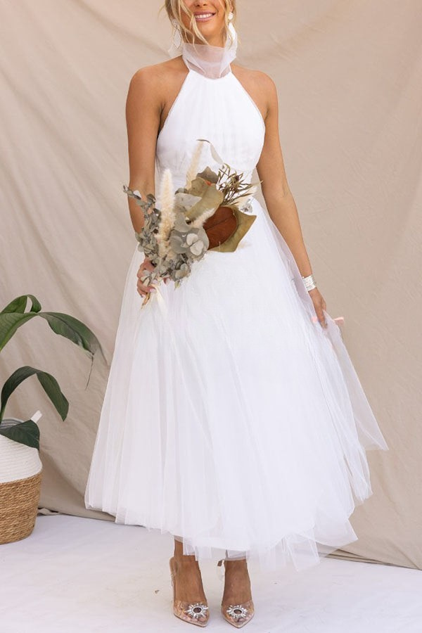Halter maxi-jurk met geplooide details voor een stijlvolle uitstraling