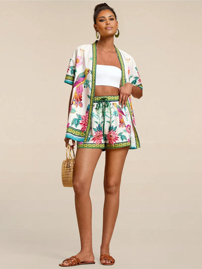 Zomers casual setje met korte mouwen overhemd en bijpassende short