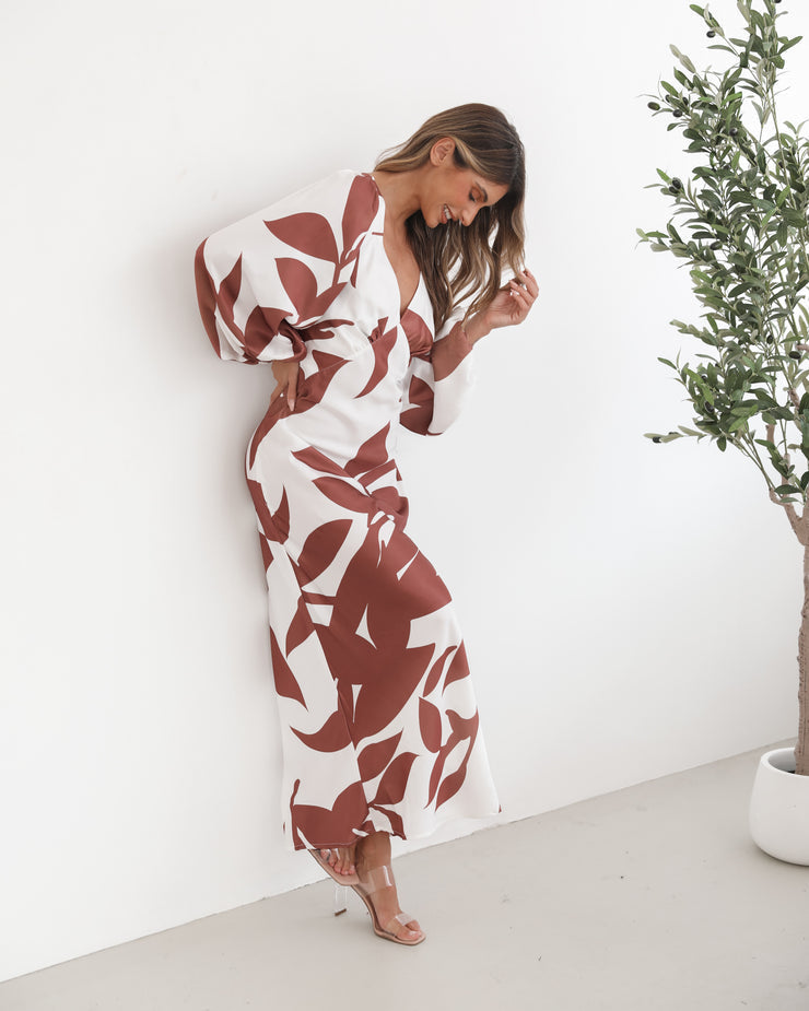 Maxi jurk met lange mouwen en verfijnde print voor een elegante uitstraling