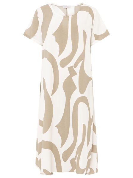 Stijlvolle midi jurk met korte mouwen en abstract patroon