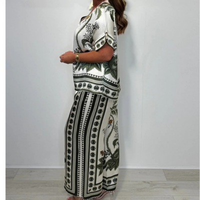 Luchtig dames set met korte mouwen top en wijde broek in boho stijl