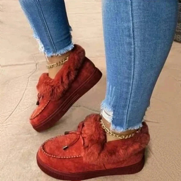 Amina - Dameslaarzen rond hoofd dikke zool Orthopedische steunzool dikke warme katoenen schoenen