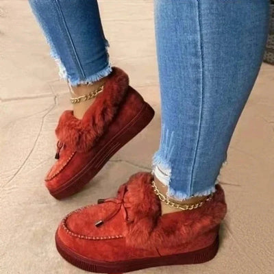 Amina - Dameslaarzen rond hoofd dikke zool Orthopedische steunzool dikke warme katoenen schoenen