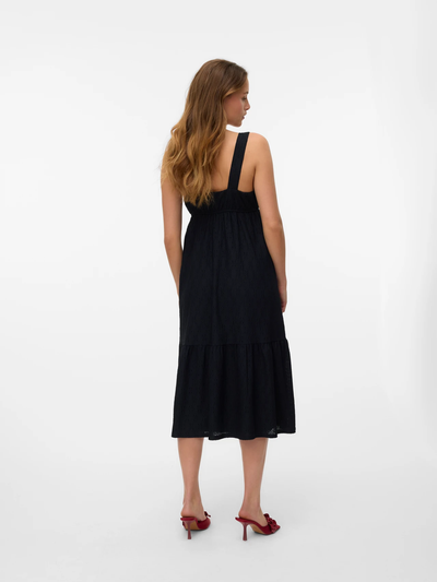 Casual midi jurk met vierkante hals en smalle bandjes