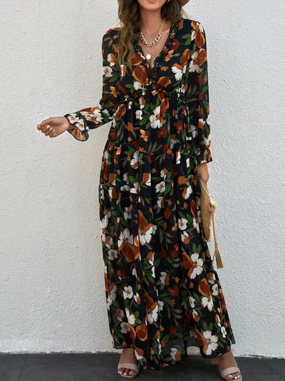 Elegante maxi jurk met bloemenprint en lange pasvorm
