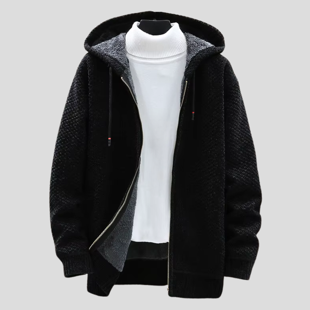 Herenhoodie met ritssluiting en vaste capuchon