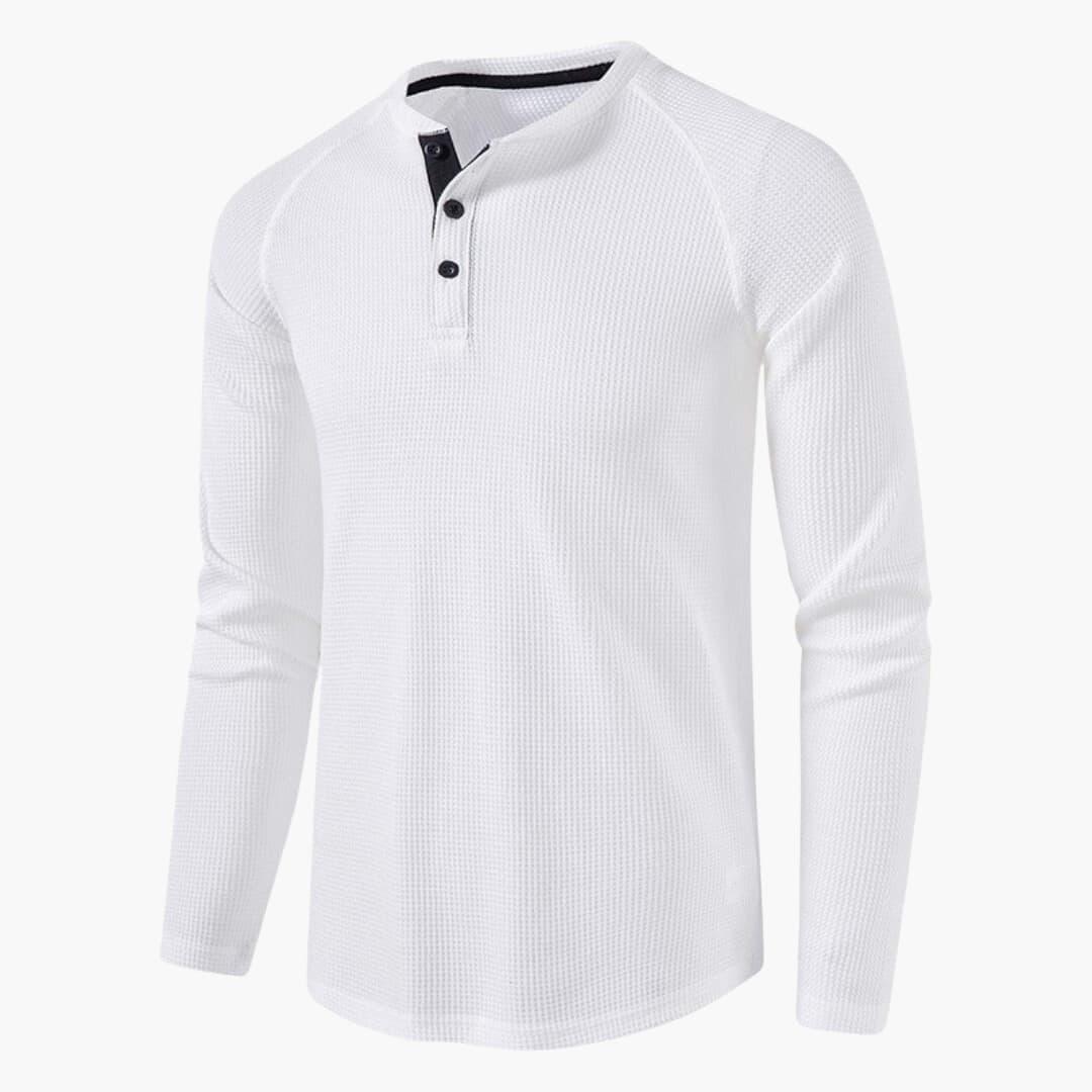 Heren T-shirt met halve knoopsluiting en lange mouwen voor een stijlvolle casual kijk