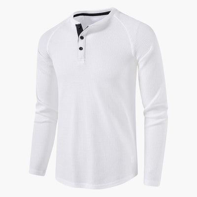 Heren T-shirt met halve knoopsluiting en lange mouwen voor een stijlvolle casual kijk