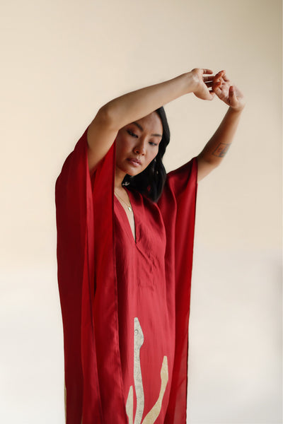 Lange kaftan met moderne elegante uitstraling