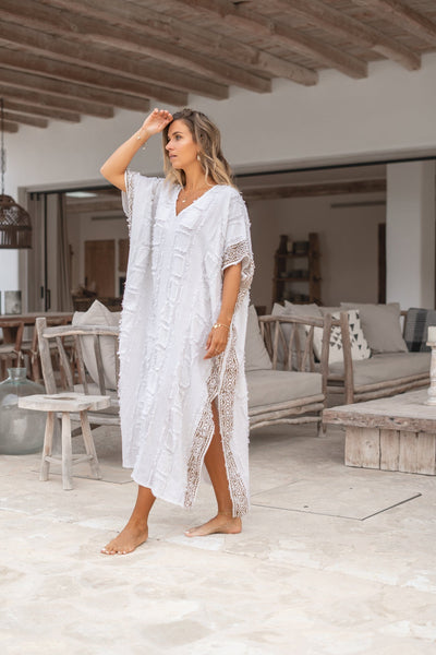 Lange zomerse kaftan met wijde pasvorm en stijlvolle uitstraling