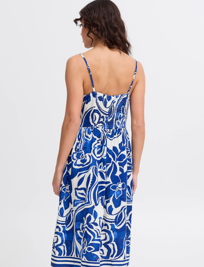 Trendy casual midi jurk met print en smalle bandjes