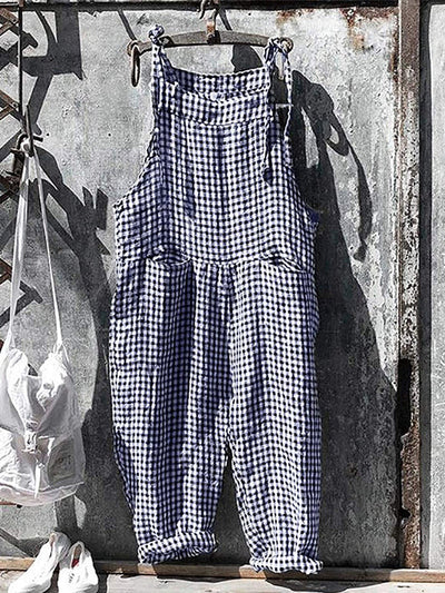 Gestreepte damesjumpsuit met wijde pijpen