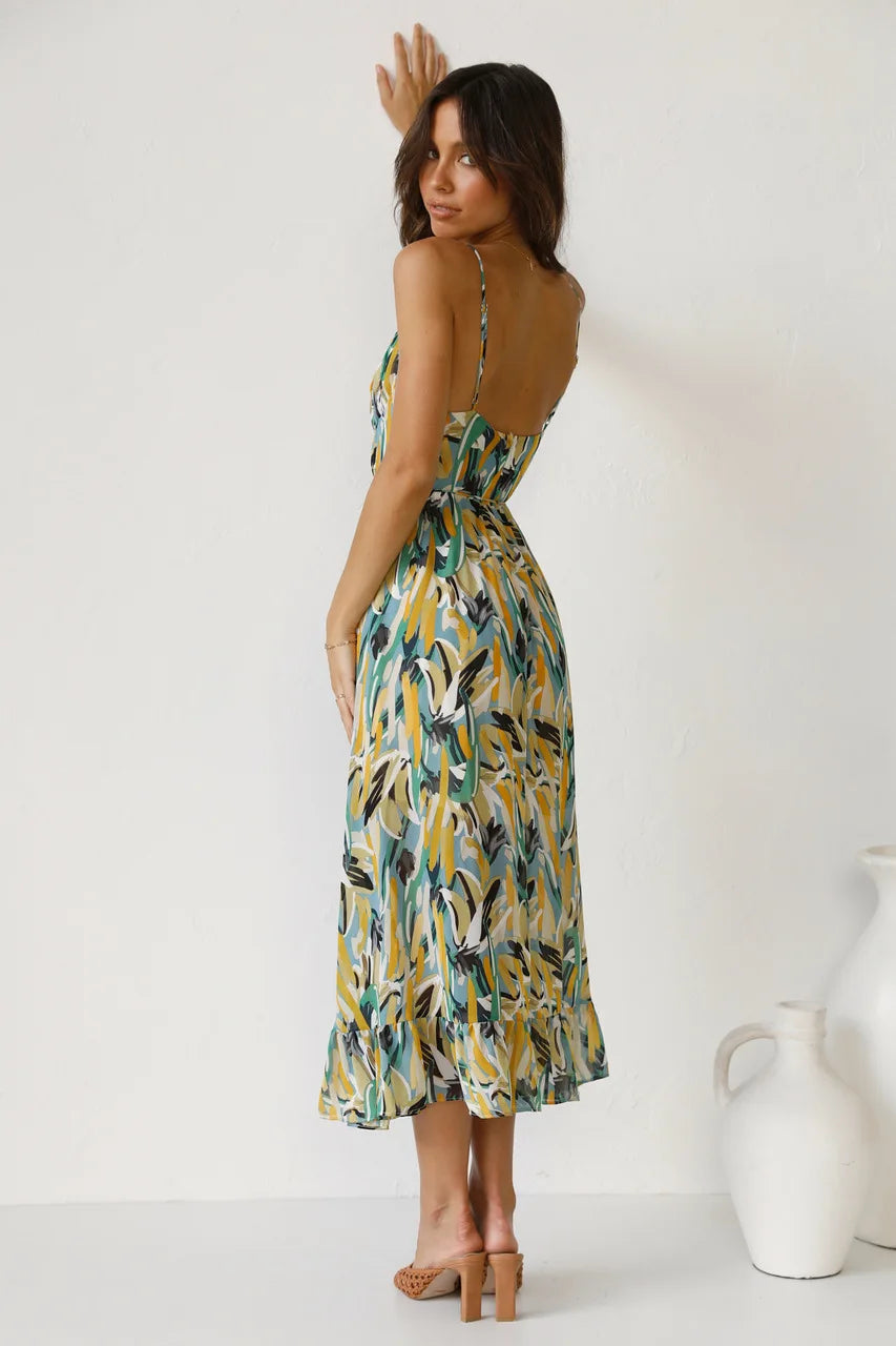 Zomerse maxi jurk met bandjes en stijlvolle look