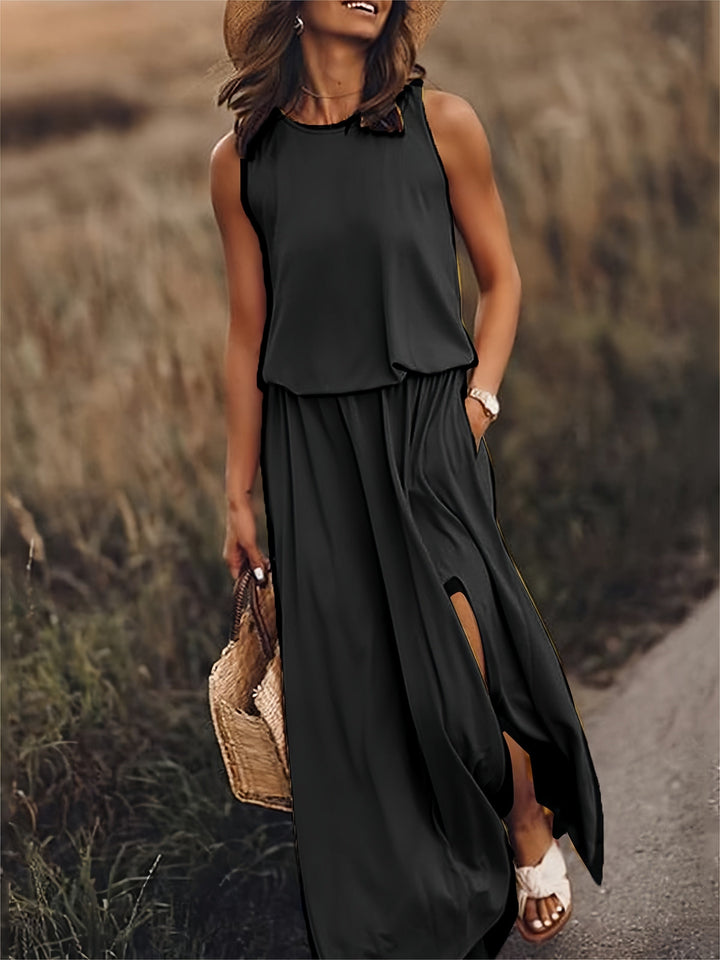 Elegante maxi damesjurk zonder mouwen voor een verfijnde zomerse uitstraling
