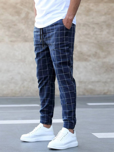 Matteo nette broek met rasterpatroon
