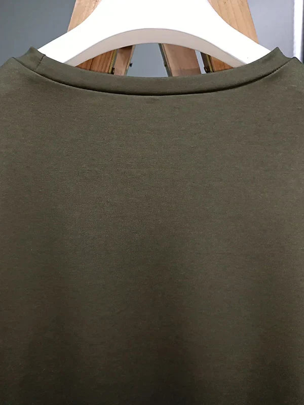 Casual Trui met Ronde Hals, Effen Kleur en Losse Pasvorm