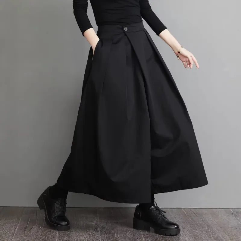 Stijlvolle Hoge Taille Brede Pijpen Broek in Effen Kleur voor Comfortabel Draagplezier