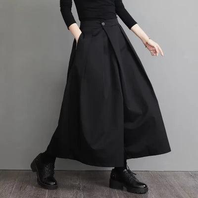 Stijlvolle Hoge Taille Brede Pijpen Broek in Effen Kleur voor Comfortabel Draagplezier