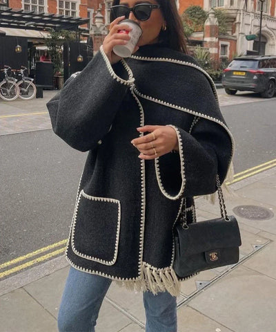 Pamela - Hepburn Stijl Wollen Cape Jas
