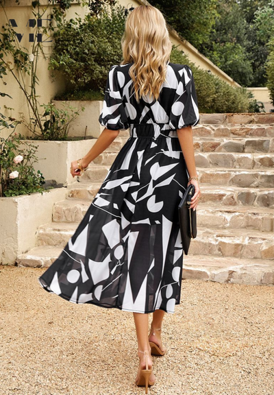 Elegante midi jurk met korte mouwen voor dagelijks comfort