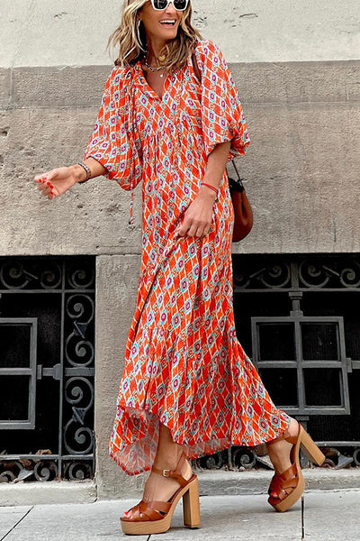 Midi jurk met pofmouwen en gelaagde rok voor een vrouwelijke look